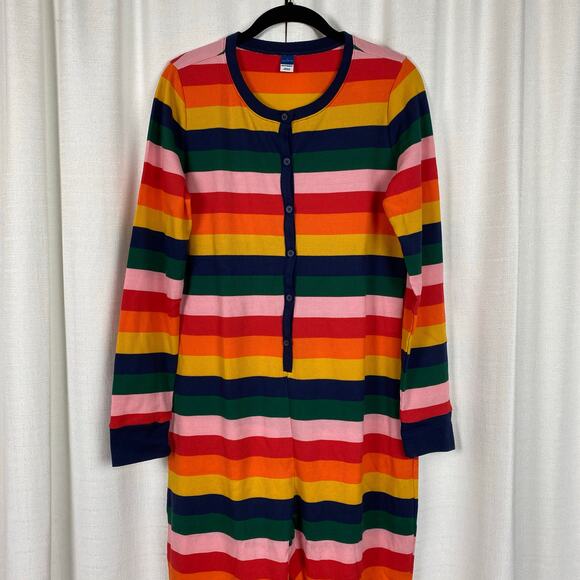 Old Navy Rainbow Stripe Waffle Knit Pajama Thermal Onesie Sz.L NWT - Picture 5 of 14